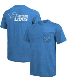 【送料無料】 マジェスティック メンズ Tシャツ トップス Detroit Lions Tri-Blend Pocket T-shirt - Blue Blue