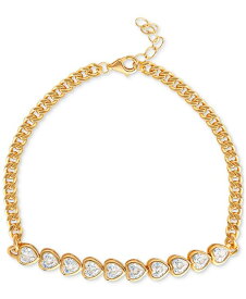 【送料無料】 ジャーニ ベルニーニ レディース ブレスレット・バングル・アンクレット アクセサリー Cubic Zirconia Heart Liner Cluster Link Bracelet in 18k Gold-Plated Sterling Silver WHITE