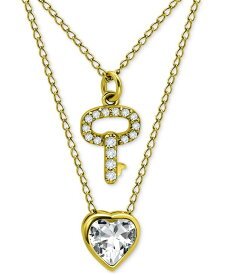 【送料無料】 ジャーニ ベルニーニ レディース ネックレス・チョーカー・ペンダントトップ アクセサリー 2-Pc. Set Cubic Zirconia Pav&eacute; Key & Solitaire Heart Pendant Necklaces Gold