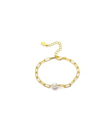 【送料無料】 リブカフリードマン レディース ブレスレット・バングル・アンクレット アクセサリー Paper Clip Chain and Fresh Water Pearl Accent Bracelet Gold with white pearl