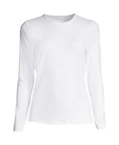 �����Y�G���h ���f�B�[�X ���� �g�b�v�̂� �N���[�l�b�N �v�` T�V���c Lands' End Petite Crew Neck Long Sleeve Rash Guard UPF 50 Sun Protection Swim Tee White �z���C�g