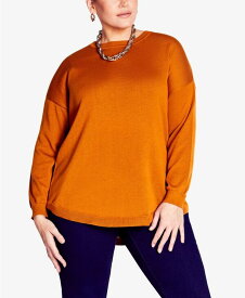 【送料無料】 アベニュー レディース ニット・セーター アウター Plus Size Tully Curved Hem Long Sleeve Sweater Burgundy