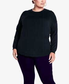 【送料無料】 アベニュー レディース ニット・セーター アウター Plus Size Tully Curved Hem Long Sleeve Sweater Navy