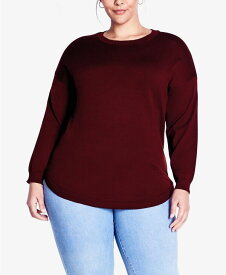 【送料無料】 アベニュー レディース ニット・セーター アウター Plus Size Tully Curved Hem Long Sleeve Sweater Saffron