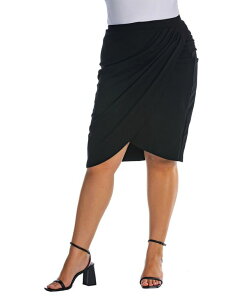 24 �Z�u���R���t�H�[�g ���f�B�[�X �{�g���X �X�J�[�g �Ђ��� �v���X�T�C�Y 24seven Comfort Apparel Plus Size Elastic Waist Knee Length Skirt Black �u���b�N