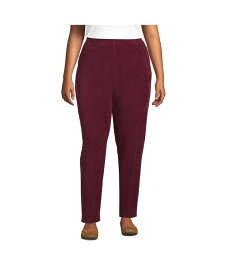 【送料無料】 ランズエンド レディース カジュアルパンツ ボトムス Women's Plus Size Sport Knit High Rise Corduroy Elastic Waist Pants Rich burgundy