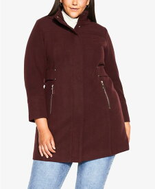 【送料無料】 アベニュー レディース ジャケット・ブルゾン アウター Plus Size Faux Wool Plain Coat Red