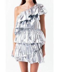 【送料無料】 エンドレスローズ レディース ワンピース トップス Women's Metallic Tiered Mini Dress Silver