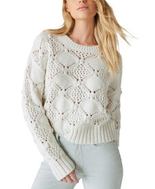 【送料無料】 ラッキーブランド レディース ニット・セーター アウター Women's Open-Stitch Pullover Sweater Whisper White