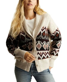 【送料無料】 フライ レディース ニット・セーター アウター Women's Fringe-Sleeve Snap-Front Shawl Cardigan Sweater Salt Breeze Aztec Print Combo