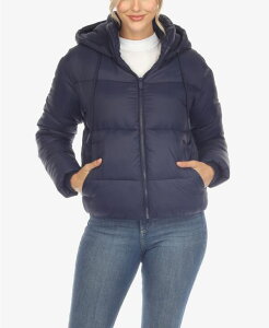 �z���C�g�}�[�N ���f�B�[�X �A�E�^�[ �W���P�b�g�E�u���]�� �W���P�b�g White Mark Women's Full Front Zip Hooded Bomber Puffer Jacket Navy �l�C�r�[