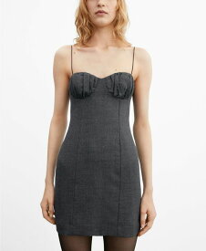 【送料無料】 マンゴ レディース ワンピース トップス Women's Sweetheart Neckline Dress Gray