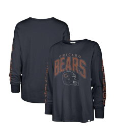 【送料無料】 47ブランド レディース Tシャツ トップス Women's Navy Distressed Chicago Bears Tom Cat Long Sleeve T-shirt Navy