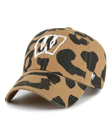 【送料無料】 47ブランド レディース 帽子 アクセサリー Women's Wisconsin Badgers Rosette Leopard Clean Up Adjustable Hat Brown