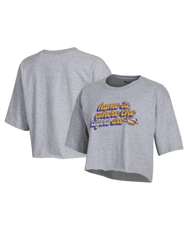 【送料無料】 チャンピオン レディース Tシャツ トップス Women´s Gray LSU Tigers Boyfriend Cropped T-shirt Gray