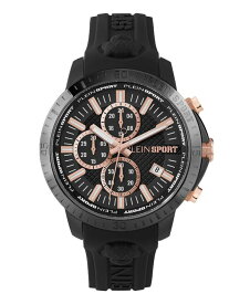【送料無料】 プレイン スポーツ メンズ 腕時計 アクセサリー Men's Chronograph Date Quartz Plein Gain Black Silicone Strap Watch 43mm Ion Plated Black
