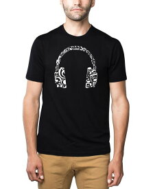 【送料無料】 エルエーポップアート メンズ Tシャツ トップス Men's Premium Blend Word Art Music Note Headphones T-shirt Black