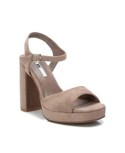 yz LV^C fB[X T_ V[Y Women's Heel Suede Sandals By Beige Beige