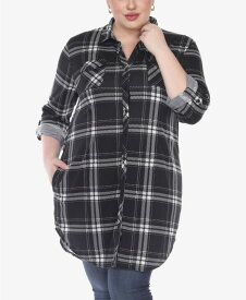 【送料無料】 ホワイトマーク レディース シャツ トップス Plus Size Plaid Tunic Top Black