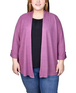yz j[[NRNV fB[X Vc gbvX Plus Size 3/4 Sleeve Two in One Top Damson