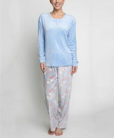 【送料無料】 ヘインズ レディース ナイトウェア アンダーウェア Women's Stretch Fleece Pajama Set, 2 Pieces Blue