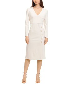 【送料無料】 マギーロンドン レディース ワンピース トップス Women's Long-Sleeve V-Neck Sheath Dress Horn