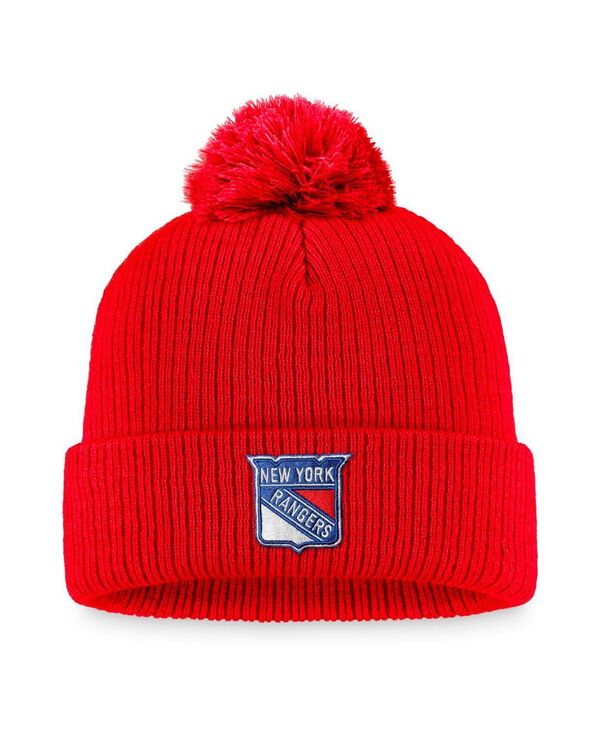 【送料無料】 ファナティクス メンズ 帽子 アクセサリー Men´s Branded Red New York Rangers Core Primary Logo Cuffed Knit Hat with Pom Red