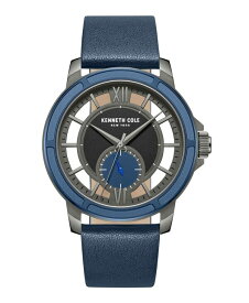 【送料無料】 ケネスコール メンズ 腕時計 アクセサリー Men's Transparency Blue Dark Genuine Leather Watch 44mm Blue Dark