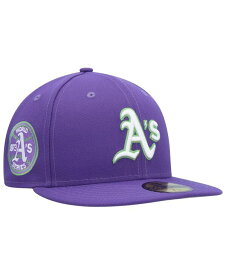 【送料無料】 ニューエラ メンズ 帽子 アクセサリー Men's Purple Oakland Athletics Lime Side Patch 59FIFTY Fitted Hat Purple