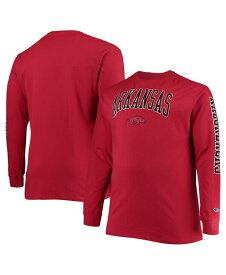 【送料無料】 チャンピオン メンズ Tシャツ トップス Men's Cardinal Arkansas Razorbacks Big and Tall 2-Hit Long Sleeve T-shirt Cardinal