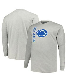 【送料無料】 チャンピオン メンズ Tシャツ トップス Men's Heather Gray Penn State Nittany Lions Big and Tall Mascot Long Sleeve T-shirt Heather Gray