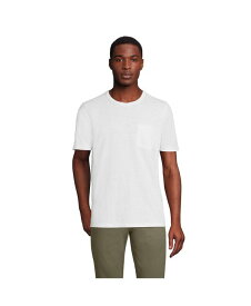 【送料無料】 ランズエンド メンズ Tシャツ トップス Men's Tall Short Sleeve Garment Dye Slub Pocket Tee White