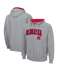 【送料無料】 コロシアム メンズ パーカー・スウェット フーディー アウター Men's Heathered Gray Nebraska Huskers Arch and Logo 3.0 Full-Zip Hoodie Heathered Gray