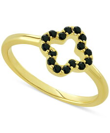 【送料無料】 ジャーニ ベルニーニ レディース リング アクセサリー Simulated Black Spinel Openwork Clover Ring (1/6 ct. t.w.) in 18k Gold-Plated Sterling Silver Black Spinel