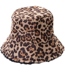 【送料無料】 ヴィンスカムート レディース 帽子 アクセサリー Reversible Faux Suede and Leopard Printed Bucket Hat Natural