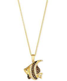 【送料無料】 ル ヴァン レディース ネックレス・チョーカー・ペンダントトップ アクセサリー Chocolate Diamond & Nude Diamond Fish 20" Adjustable Pendant Necklace (1/4 ct. t.w.) in 14k Gold 14K Honey Gold Pendant