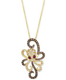 【送料無料】 ル ヴァン レディース ネックレス・チョーカー・ペンダントトップ アクセサリー Chocolate Diamond (1/3 ct. t.w.) Nude Diamond (1/2 ct. t.w.) & Passion Ruby (1/20 ct .t.w.) Octopus 20" Adjustable Pendant Necklace in 14k Gold 14K Honey Gold Pendant