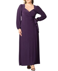 【送料無料】 キヨナ レディース ワンピース トップス Women's Plus Size Modern Muse Long Sleeve Wrap Gown Imperial plum