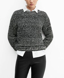 【送料無料】 マンゴ レディース ニット・セーター アウター Women's Flecked Cotton-Blend Sweater Black