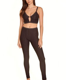 【送料無料】 ホーティ レディース ナイトウェア アンダーウェア Women's Pointelle Knit Bra and Boy Long John Pants 2 Pc Lingerie Set Black