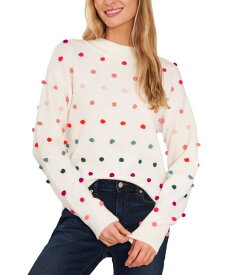 【送料無料】 セセ レディース ニット・セーター アウター Women's Mock Neck Rainbow Pom Pom Sweater Antique White