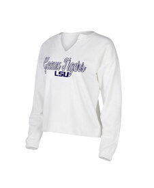 【送料無料】 コンセプツ スポーツ レディース Tシャツ トップス Women's White LSU Tigers Sienna&nbsp;Notch Neck Long Sleeve T-shirt White