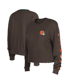 【送料無料】 ニューエラ レディース Tシャツ トップス Women's Brown Cleveland Browns Thermal Crop Long Sleeve T-shirt Brown