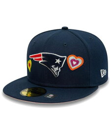 【送料無料】 ニューエラ メンズ 帽子 アクセサリー Men's Navy New England Patriots Chain Stitch Heart 59FIFTY Fitted Hat Navy