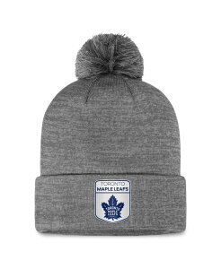 t@ieBNX Y ANZT[ Xq jbg Fanatics Men's Gray Toronto Maple Leafs Authentic Pro Home Ice Cuffed Knit Hat with Pom Gray O[