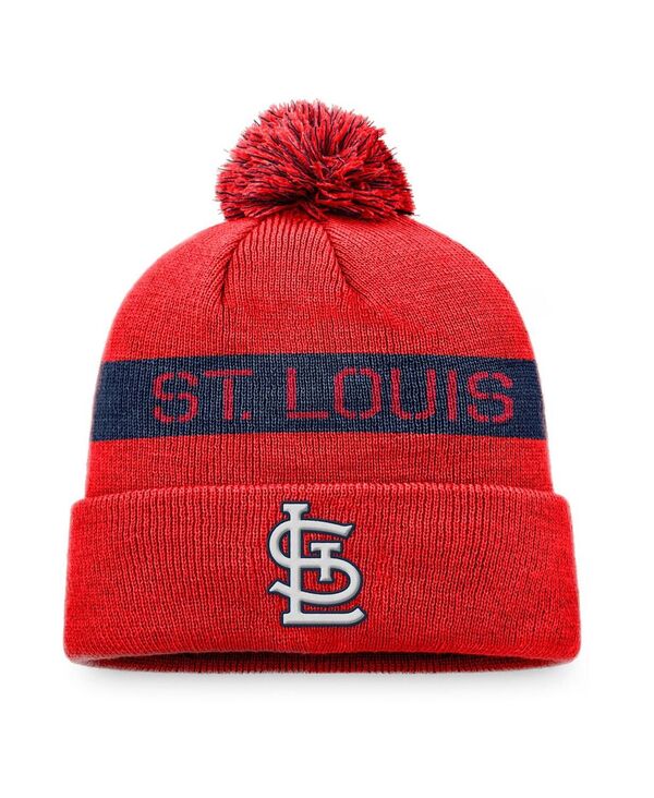 【送料無料】 ファナティクス メンズ 帽子 アクセサリー Men´s Branded Red Navy St. Louis Cardinals League Logo Cuffed Knit Hat with Pom Red Navyのサムネイル