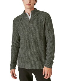 【送料無料】 ラッキーブランド メンズ ニット・セーター アウター Men's Tweed Mock Neck Half-Zip Sweater Charcoal Heather Gray