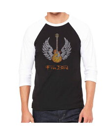 【送料無料】 エルエーポップアート メンズ Tシャツ トップス Lyrics to Free Bird Men's Raglan Word Art T-shirt Black