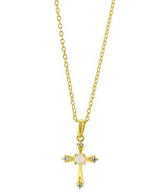 【送料無料】 ジャーニ ベルニーニ レディース ネックレス・チョーカー・ペンダントトップ アクセサリー Simulated Opal (3/8 ct. t.w.) & Cubic Zirconia Cross 18" Pendant Necklace in 18k Gold-Plated Sterling Silver Opal