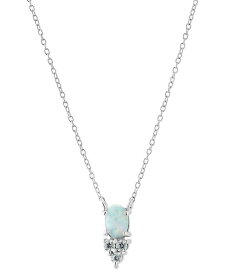 【送料無料】 ジャーニ ベルニーニ レディース ネックレス・チョーカー・ペンダントトップ アクセサリー Simulated Opal (3/8 ct. t.w.) & Cubic Zirconia Pendant Necklace in Sterling Silver 16" + 2" extender Opal